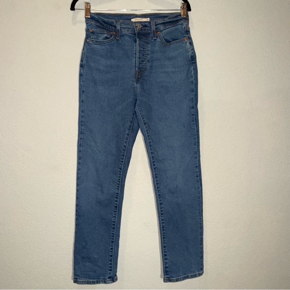 Levi’s Wedgie Straight Jeans Size 28 button fly medium wash women’s classic - Picture 3 of 15
